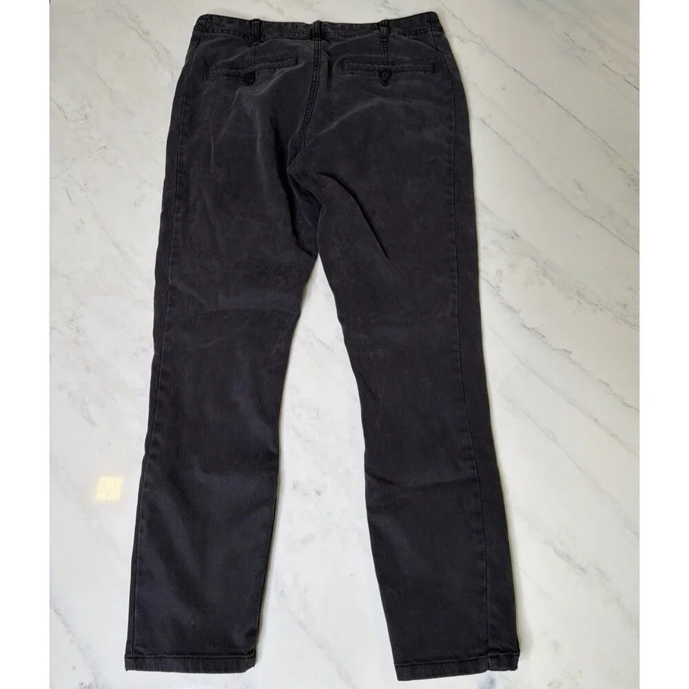 by Anthropologie Button-Hem Cropped Pants Gray 28 Boho Elevated Casual